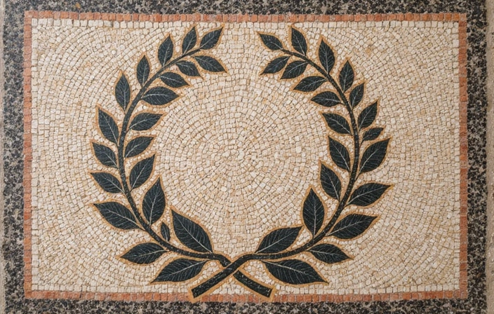 Ancient Roman mosaic depicting bay leaves