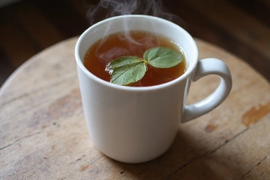 Homemade bay leaf tea in a mug
