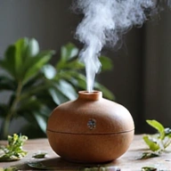 Aroma difuzér s éterickým olejem z vavřínu a relaxační atmosférou.